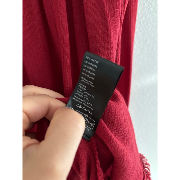 Free People Olivia Long Sleeve Top Womens XS Red Oversized Button Down Festive‎ - Picture 6 of 6